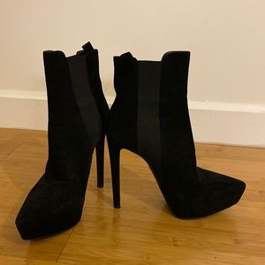 Prada Platform Heeled Suede Black Bootie
